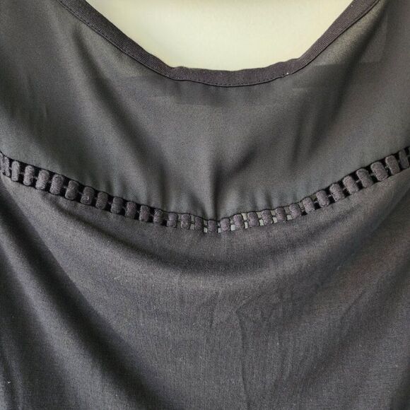 Loft Sleeveless Blouse | Black Cut Out | Women's Large, Washable - Picture 4 of 8